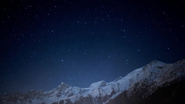 Milky way star timelapse in alpes mountains sky