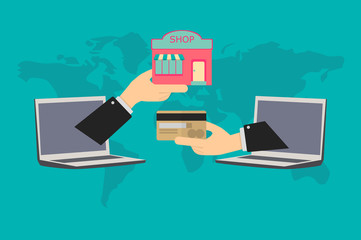 online transactions, payment of store with credit card anywhere in the world