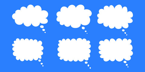 Vector set of hand drawn speech bubbles. Blank empty white speech bubbles. Cartoon balloon word design.