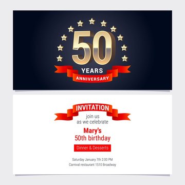 50 years anniversary invitation vector