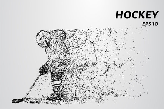 Hockey from the particles. Young hockey player in training.