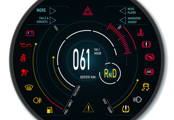 Fototapeta premium Digital automotive dashboard of a modern car. Graphic display. Illustration