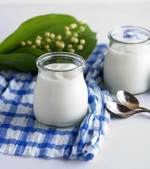 homemade yogurt in a glass jar