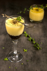 Banana dessert in Glass with chiaa seeds