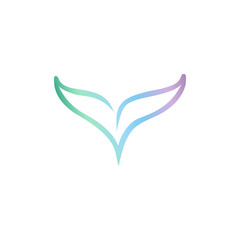 Obraz premium Vector whale tail silhouette logo. Blue whale gradient logotype