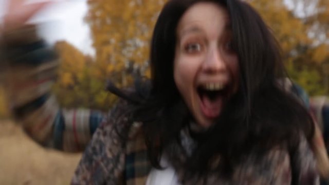 Sudden attack of a predator on the girl (horror movie)