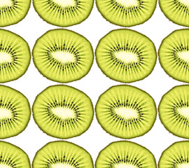 Fototapeta premium Vector illustration of seamless pattern from kiwi slices on white background
