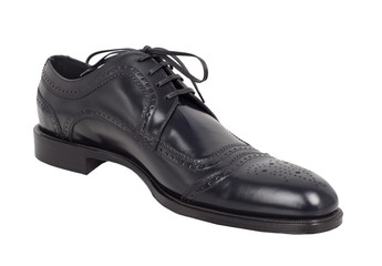 Black Leather Brogue Oxford Shoe Isolated on White Background