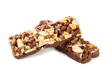Granola bars isolated on white background