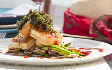 Fish nice vegetables 