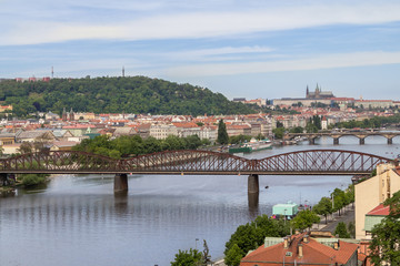 Aerial view of the Old Town and Charles Bridge in Prague, Czech Republic