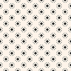 Black and white subtle vector geometric seamless pattern with small perforated circles and dots. Simple modern abstract background. Elegant minimalist monochrome texture. Repeat design element
