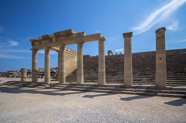 Fototapeta premium Ruins of ancient temple, Lindos, Rhodes island, Greece
