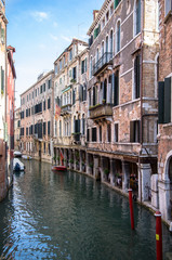 Fototapeta na wymiar Small venetian canal, Venice, Italy