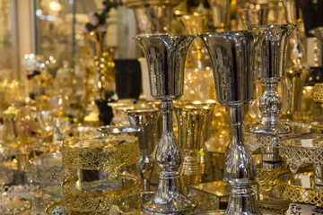 glass accessories for dining table.classical kitchenware concept.