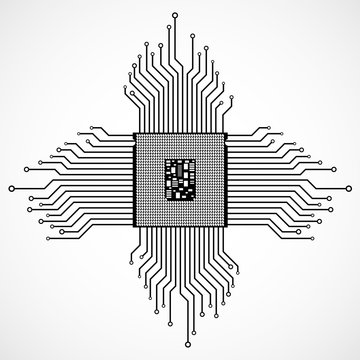 Cpu. Microprocessor. Microchip. Technology symbol. Vector illustration. Eps 10
