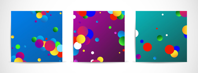 Fototapeta na wymiar Set of three vector colorful banner with circles. Design geometric brochure