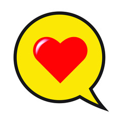 Red heart in a speech bubble, love symbol, icon, vector illustration.