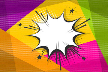Clear empty boom comic text speech bubble Pop Art Style. Empty wow balloon. Message cloud colored background sticker. Vector illustration conversation, dialog. Colored space back.