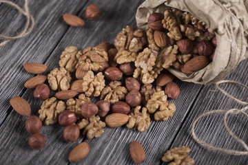 Mixed nuts - hazelnuts, walnuts, almonds