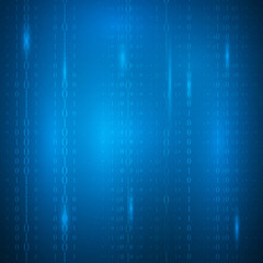 Abstract stream of binary matrix code on blue screen. Binary Computer Code. Programming Coding  Concept of coding, hacker. 