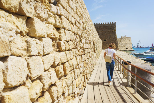 Medieval fortress Kules at the entrance to the Venetian bay and the city of Heraklion. 