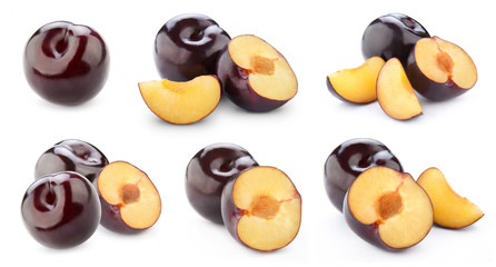 plums isolated on white