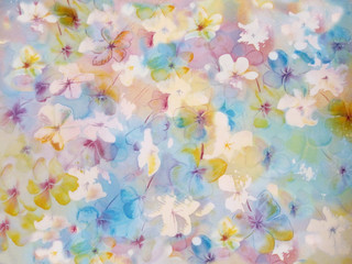 Fototapeta na wymiar Flower abstract in pastel colors - an original modern batik painting on silk