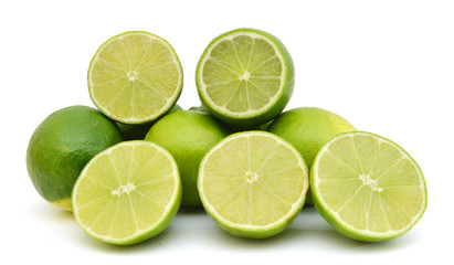 Fresh ripe lime isolated on white background