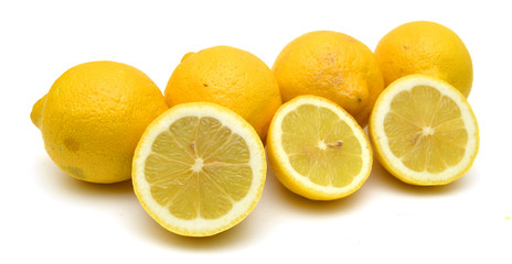 Group of fresh lemons on white background