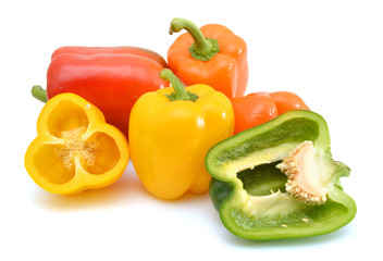Fresh sweet pepper isolated on white background