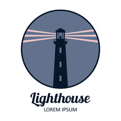 Lighthouse logo badge vector illustration