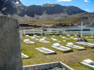 The grave of Sir Ernest Shackleton, in the cemetery of Grytviken, in the South Georgia islands.