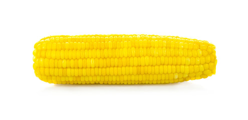 Sweet whole kernel corn on white background.