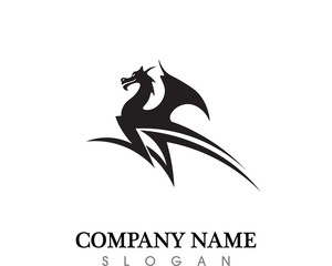 Head dragon flat color logo template vector illustration