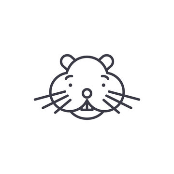 recommend clip art: hamster head vector line icon, sign, illustration on white background, editable strokes