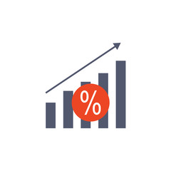 interest growth chart colored icon. Element of bankings for mobile concept and web apps. Detailed interest growth chart colored icon can be used for web and mobile