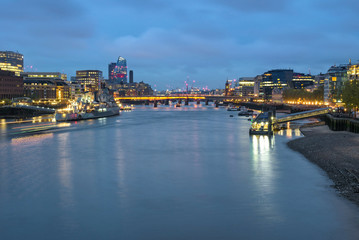 Fototapeta na wymiar River Thames in London at dusk