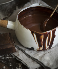 Dark chocolate sauce food photography recipe idea