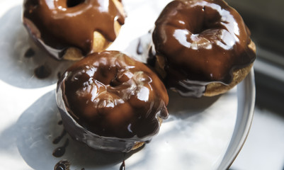 Homemade chocolate doughnuts food photography recipe idea
