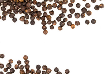 closeup dried black pepper on white background