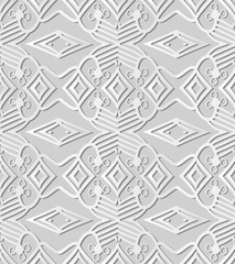 3D white paper art Check Cross Aboriginal Geometry Line