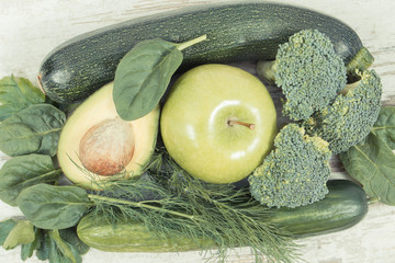 Vintage photo, Natural green ingredients as source vitamins and minerals