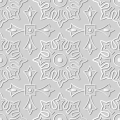 3D white paper art Round Cross Square Geometry Flower