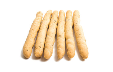 grissini with olives isolated