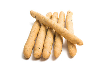 grissini with olives isolated
