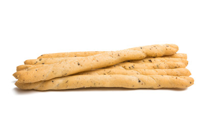 grissini with olives isolated