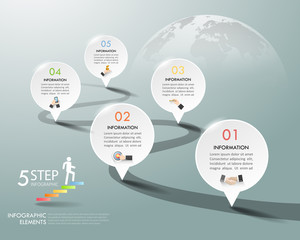 Design infographic template 5 options. Business concept can be used for workflow layout, diagram, number options, timeline, steps, demo infographic