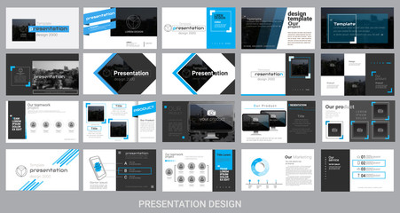 presentation template for promotion, advertising, flyer, brochure, product, report, banner, business, modern style on black and cyan color background. vector illustration