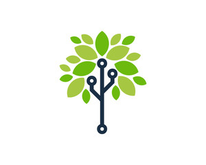 Tree Tech Icon Logo Design Element